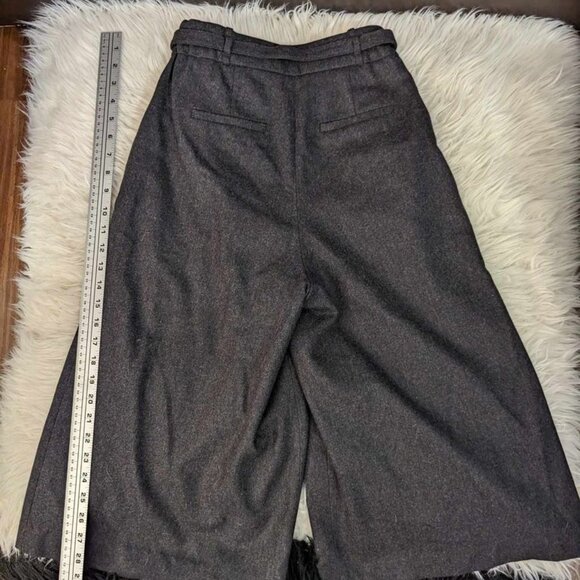 Babaton Dark Grey Wool & Cashmere Cropped Culottes with Belt - Picture 2 of 3